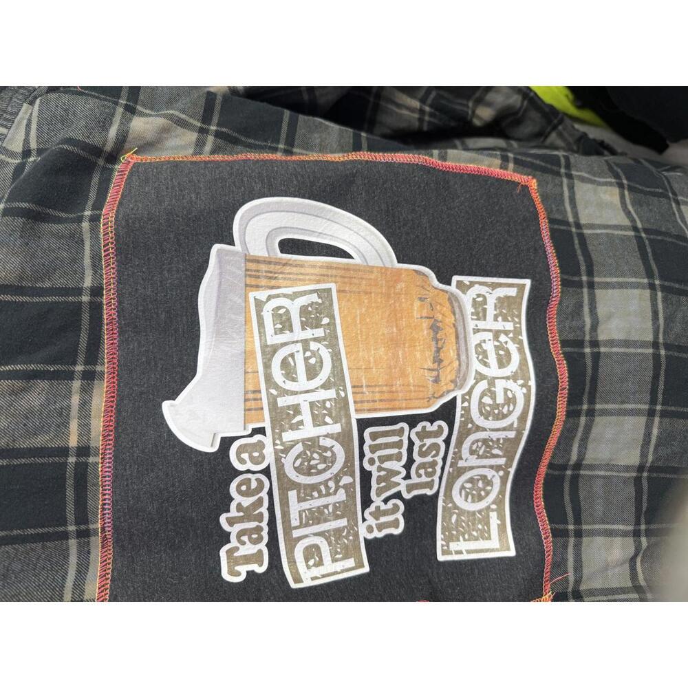 April 25th Flannels – Beer Pitcher Upcycled Plaid Flannel | BDG | Unisex Size L